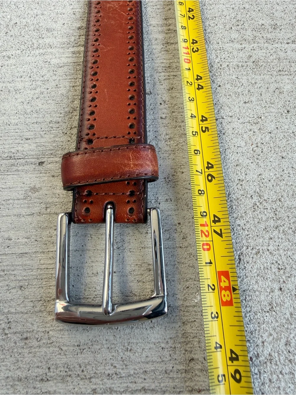 Johnston & Murphy Genuine Leather Brown Brogue Dress Belt Size 40